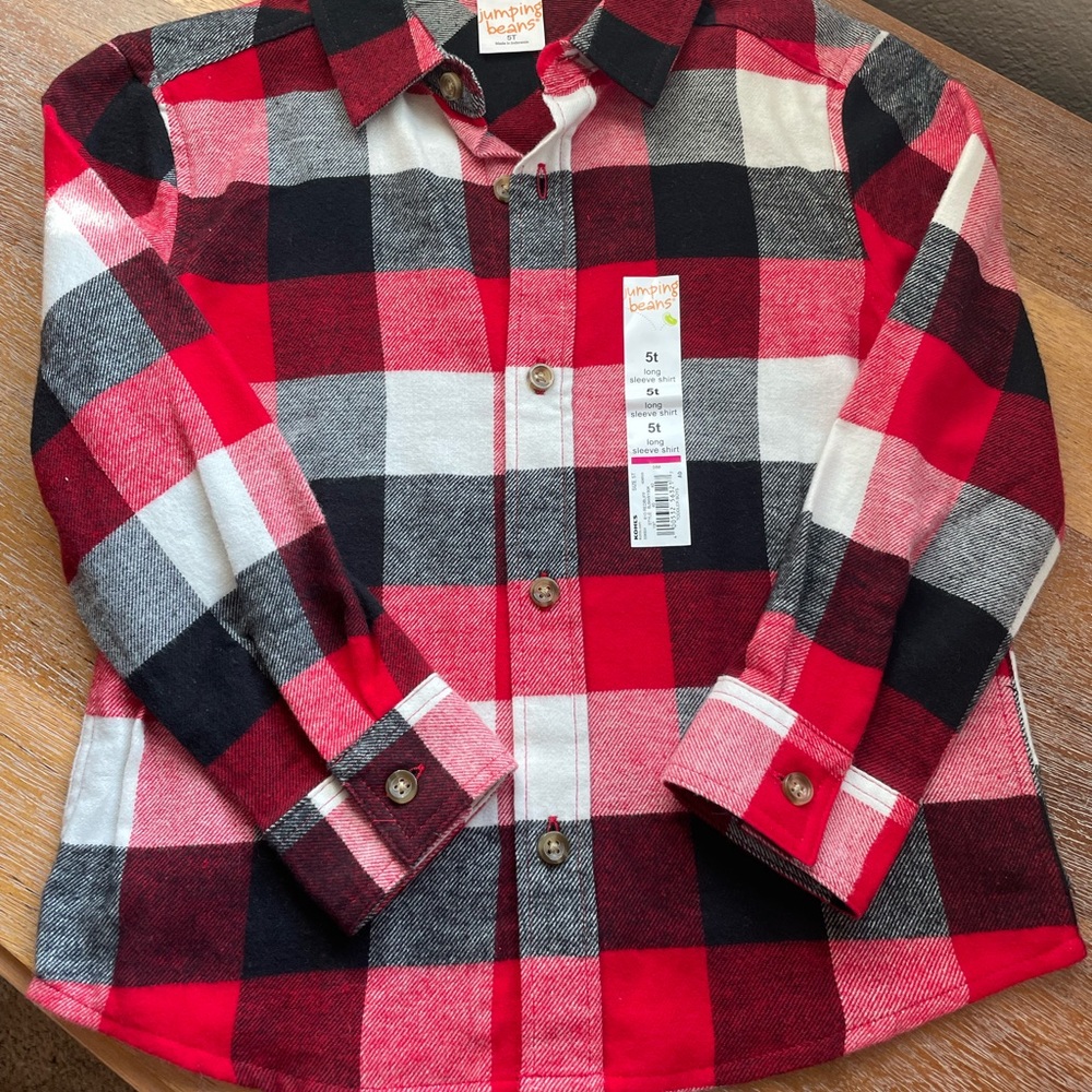NWT boys red plaid flannel shirt